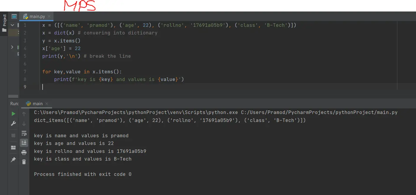 Python Dictionary Items Method