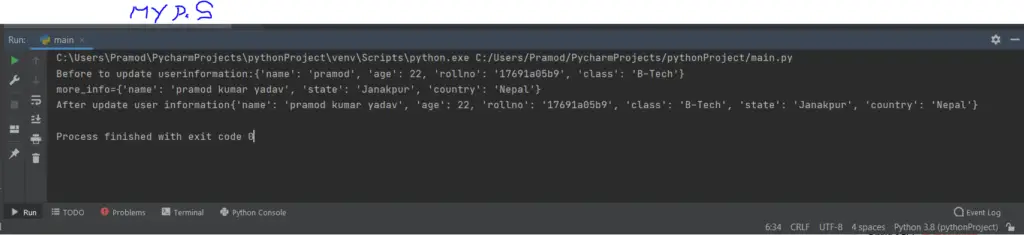 Python Dictionary Update method