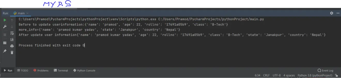 Python Dictionary | Update Method In Python - My Programming School