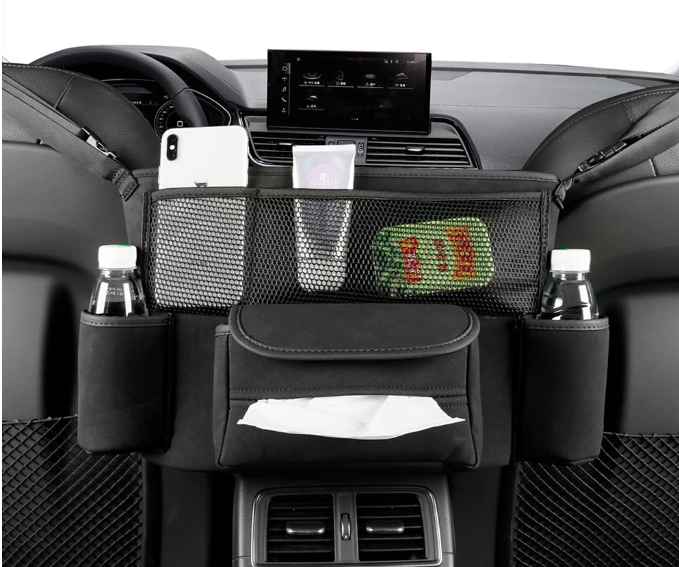 3. JEYODA Car Handbag Holder Between Seats Suede Large Capacity Car Purse Holder