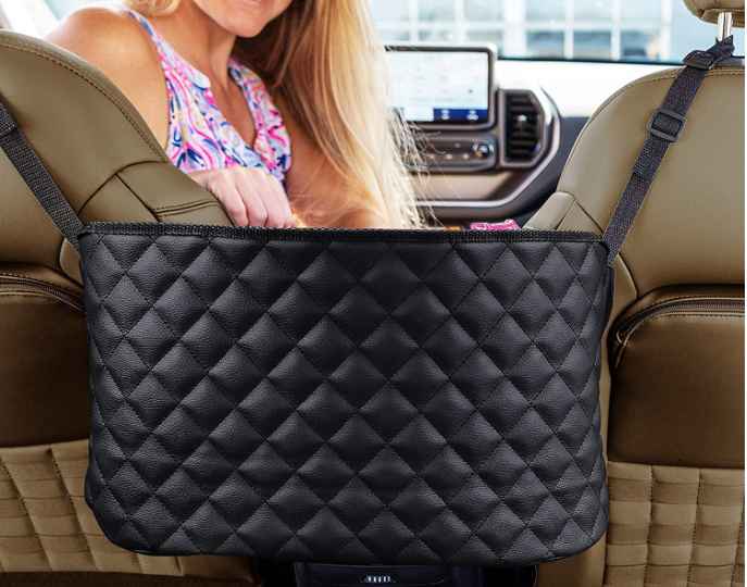 5. Purse Holder for Cars - Car Purse Handbag Holder Between Seats - Auto Storage Accessories for Women Interior - Automotive Consoles & Organizers Net Pocket for Front Seat