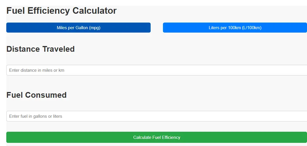 Fuel Efficiency Calculator