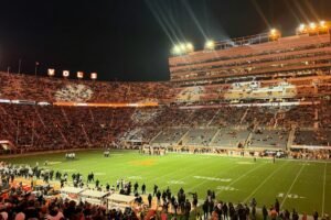 College football stadium full of fans for the Georgia vs Florida rivalry game