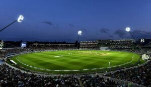 Cricket stadium crowd watching a Test match between South Africa and Australia